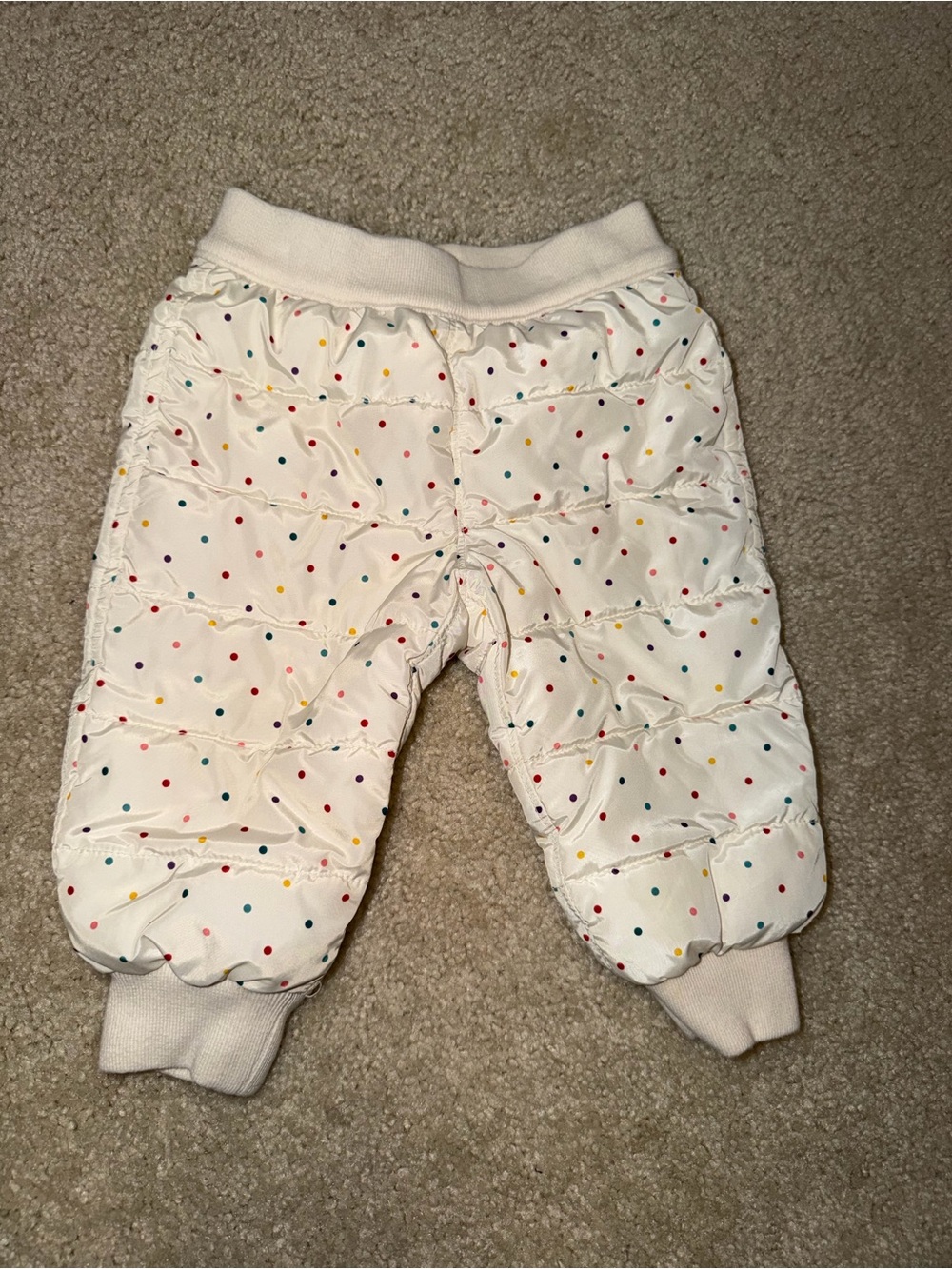 Cream Snow Pants with Multicolor Polka Dots